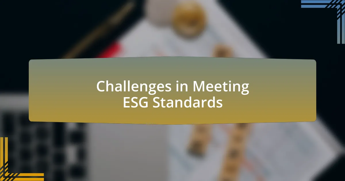 Challenges in Meeting ESG Standards