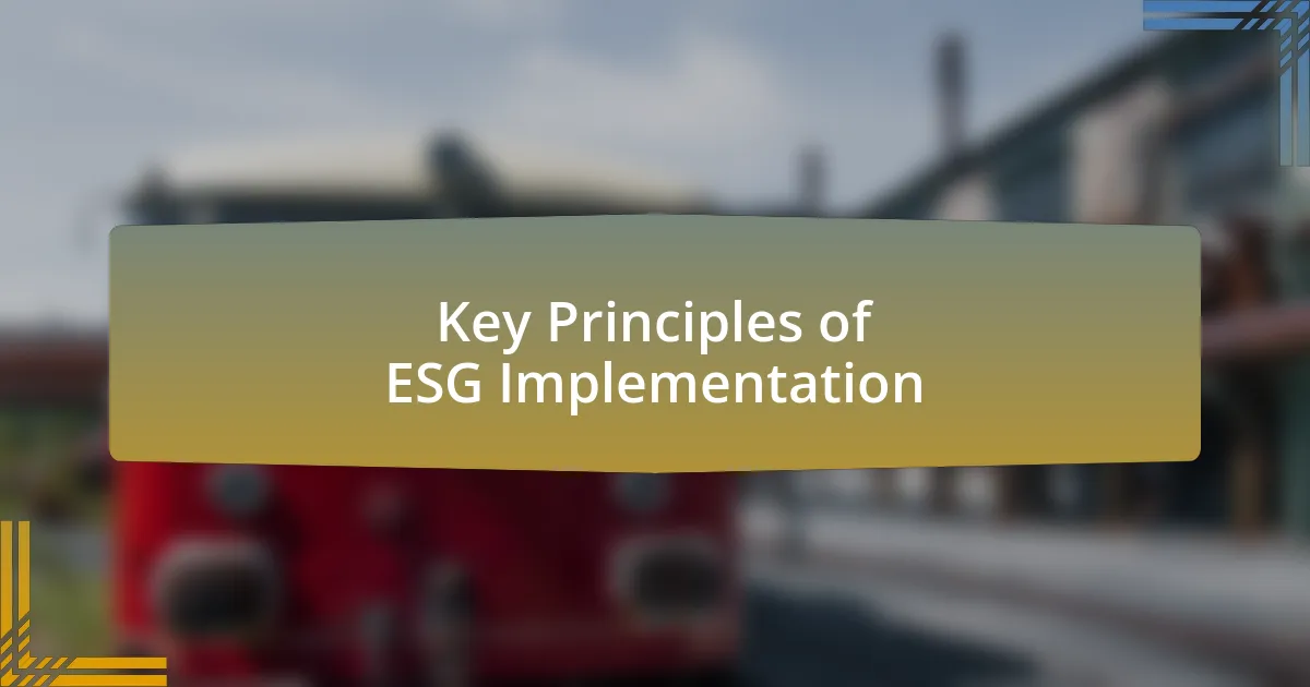 Key Principles of ESG Implementation