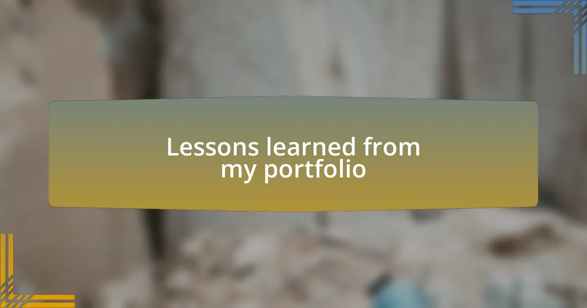 Lessons learned from my portfolio