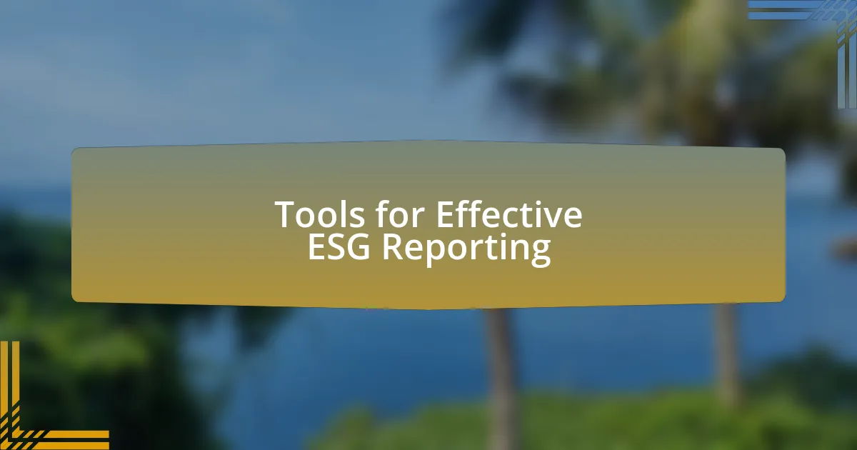 Tools for Effective ESG Reporting