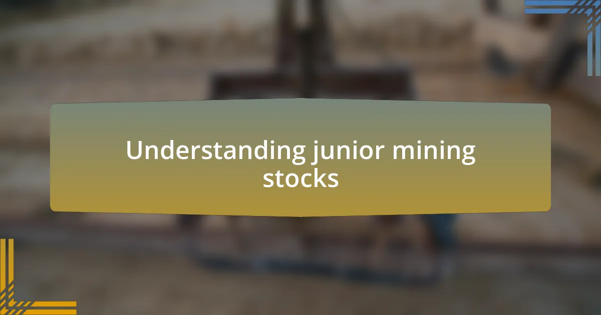 Understanding junior mining stocks