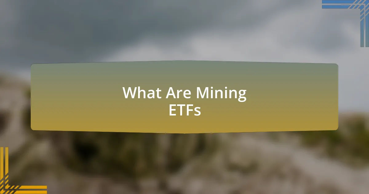 What Are Mining ETFs